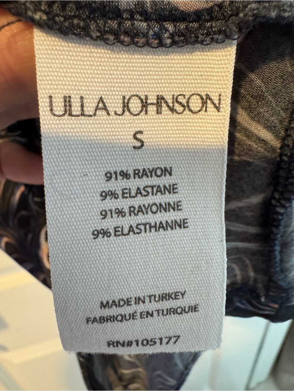 Ulla Johnson Aurelia Long Sleeved Turtleneck Obsidian Marbled Print | S - Picture 6 of 6